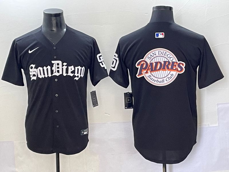 Men 2025 San Diego Padres Blank Black Five generations Joint Name Nike MLB Jersey style 23->san diego padres->MLB Jersey